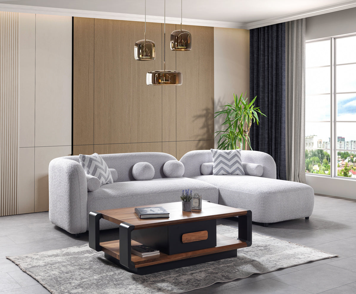 Hanna Gray Boucle RAF 110" Sectional