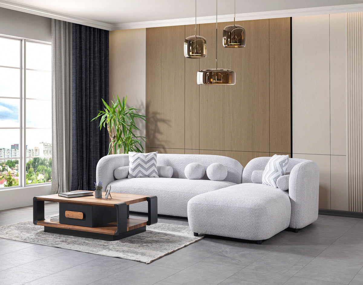 Hanna Gray Boucle RAF 110" Sectional