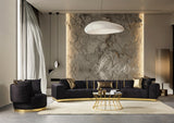 Anne Black Velvet 3-Piece Curved 165" Sectional