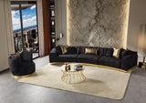 Anne Black Velvet 3-Piece Curved 165" Sectional