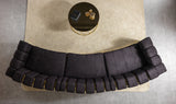 Anne Black Velvet 3-Piece Curved 165" Sectional