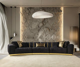 Anne Black Velvet 3-Piece Curved 165" Sectional