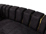 Anne Black Velvet 3-Piece Curved 165" Sectional