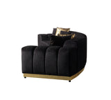 Anne Black Velvet 3-Piece Curved 165" Sectional