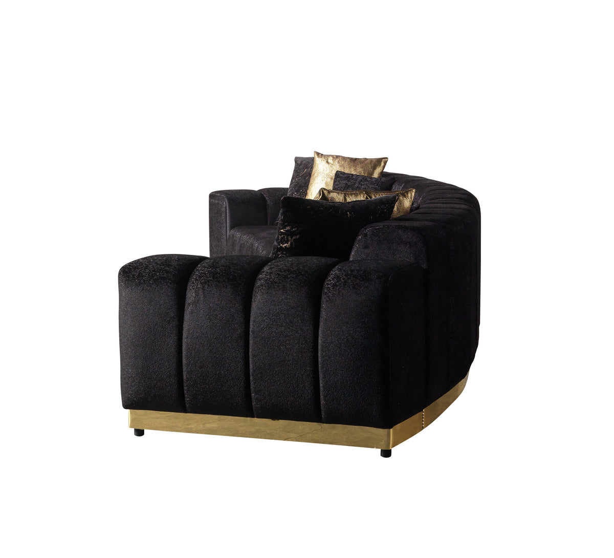 Anne Black Velvet 3-Piece Curved 165" Sectional