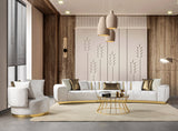 Anne Ivory Velvet 3-Piece Curved 165" Sectional