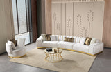 Anne Ivory Velvet 3-Piece Curved 165" Sectional