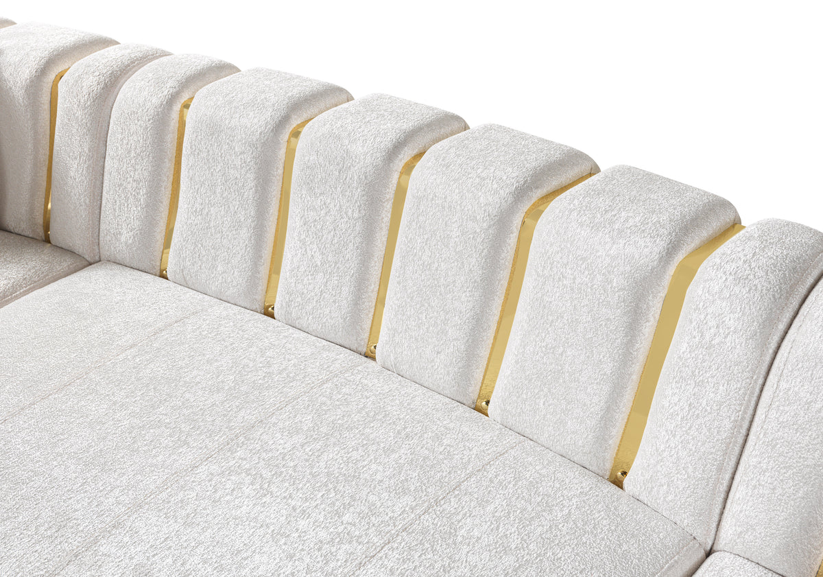 Anne Ivory Velvet 3-Piece Curved 165" Sectional