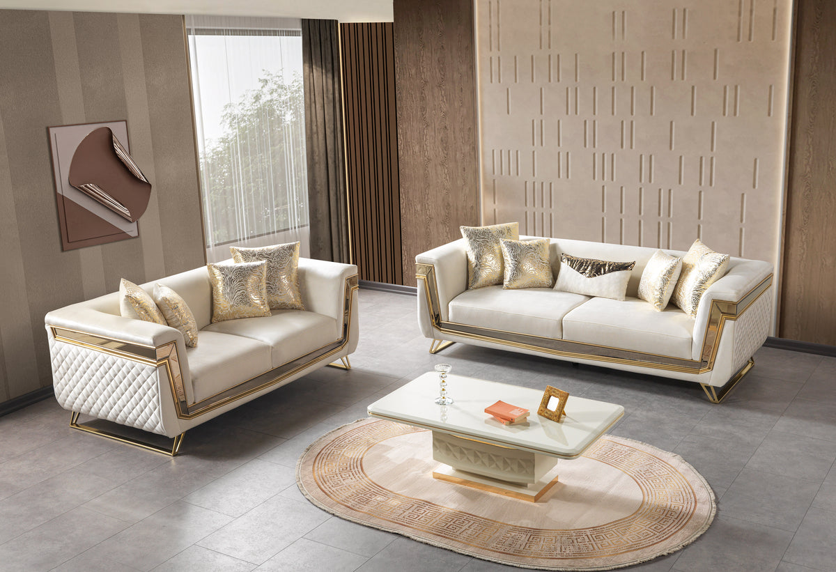Belly Ivory Velvet Sofa 92" & Loveseat 76"