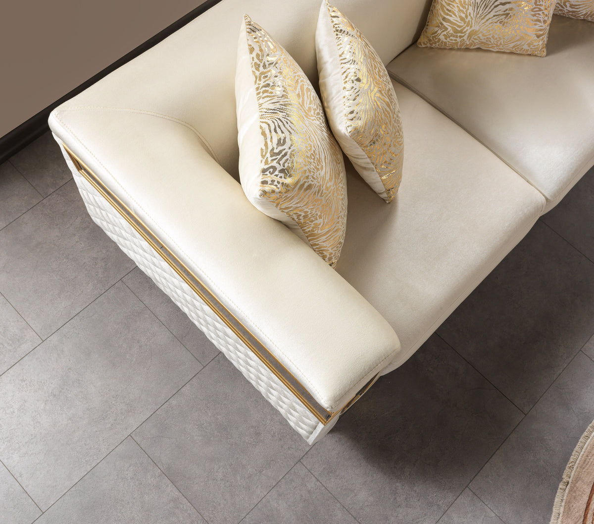 Belly Ivory Velvet Sofa 92" & Loveseat 76"