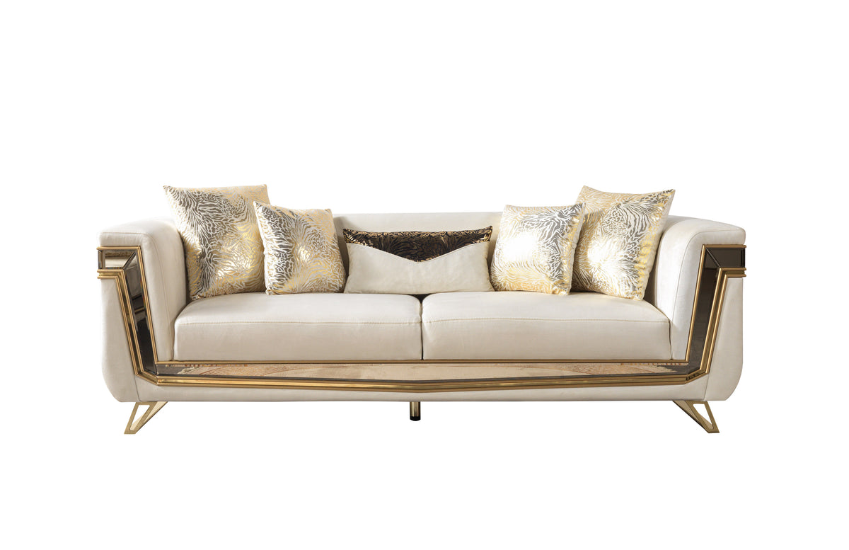 Belly Ivory Velvet Sofa 92" & Loveseat 76"