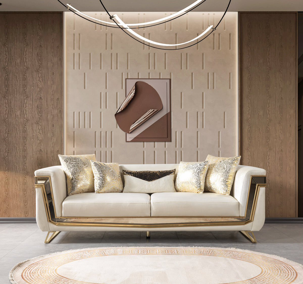 Belly Ivory Velvet Sofa 92" & Loveseat 76"