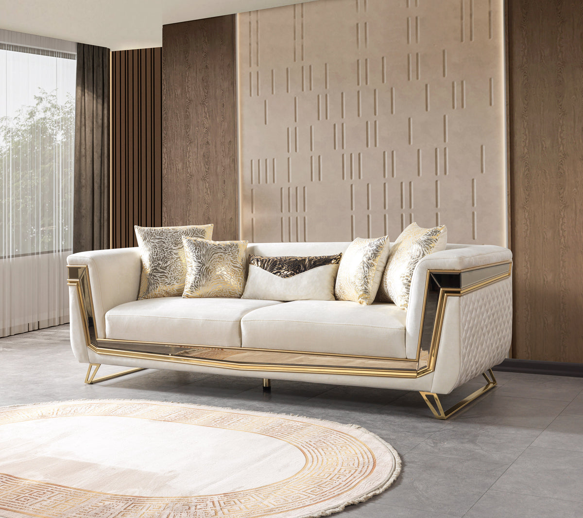 Belly Ivory Velvet Sofa 92" & Loveseat 76"