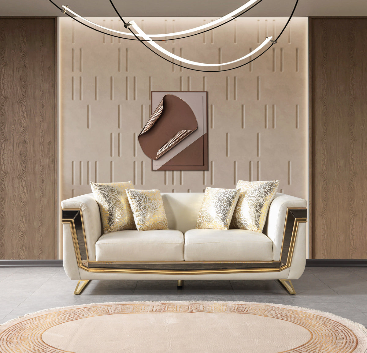 Belly Ivory Velvet Sofa 92" & Loveseat 76"