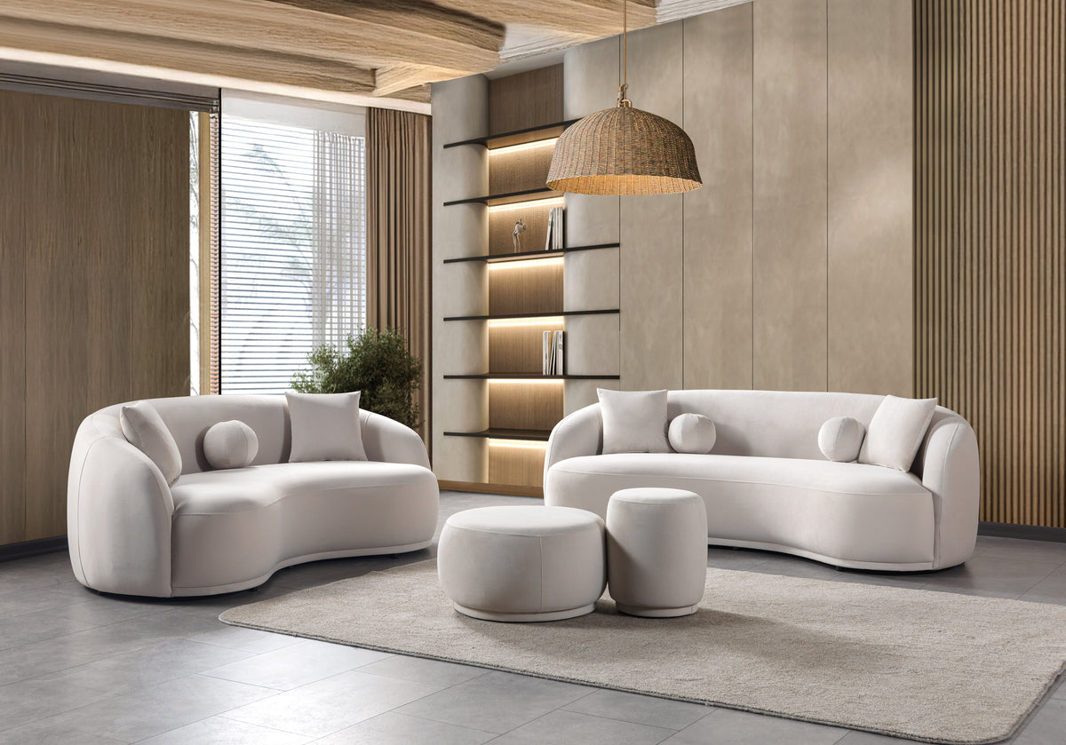 Emily Ivory Velvet Sofa 91" & Loveseat 81"