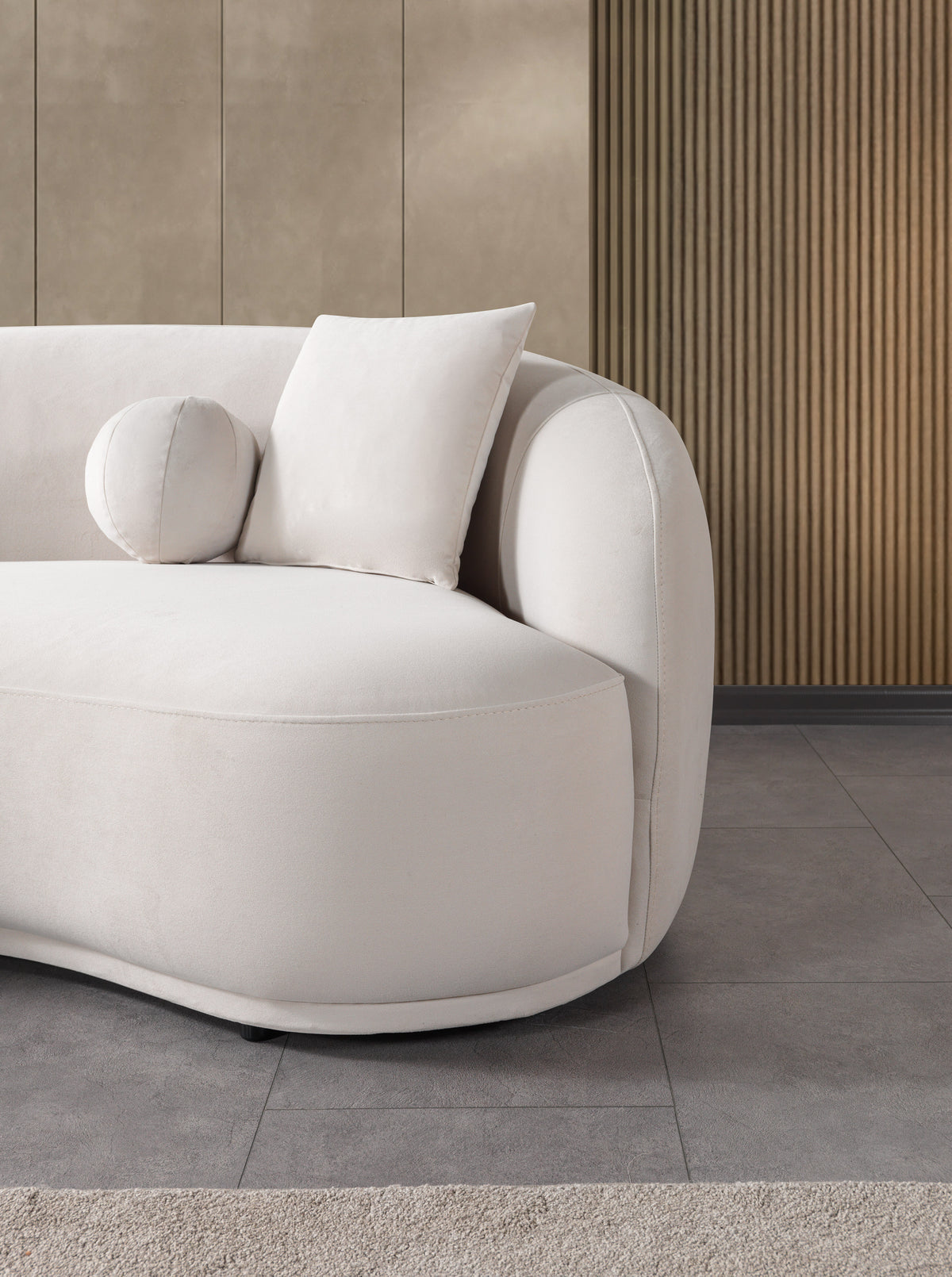 Emily Ivory Velvet Sofa 91"