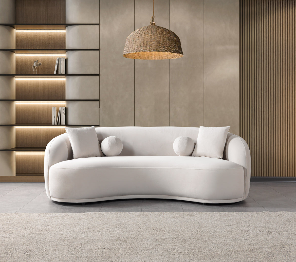 Emily Ivory Velvet Sofa 91"