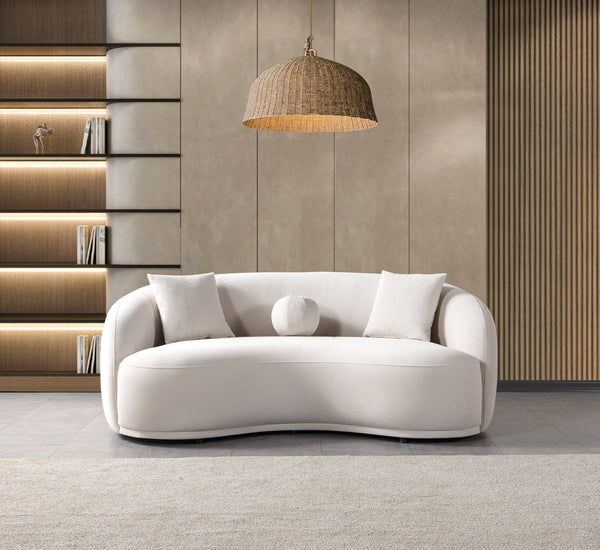 Emily Ivory Velvet Loveseat 81"