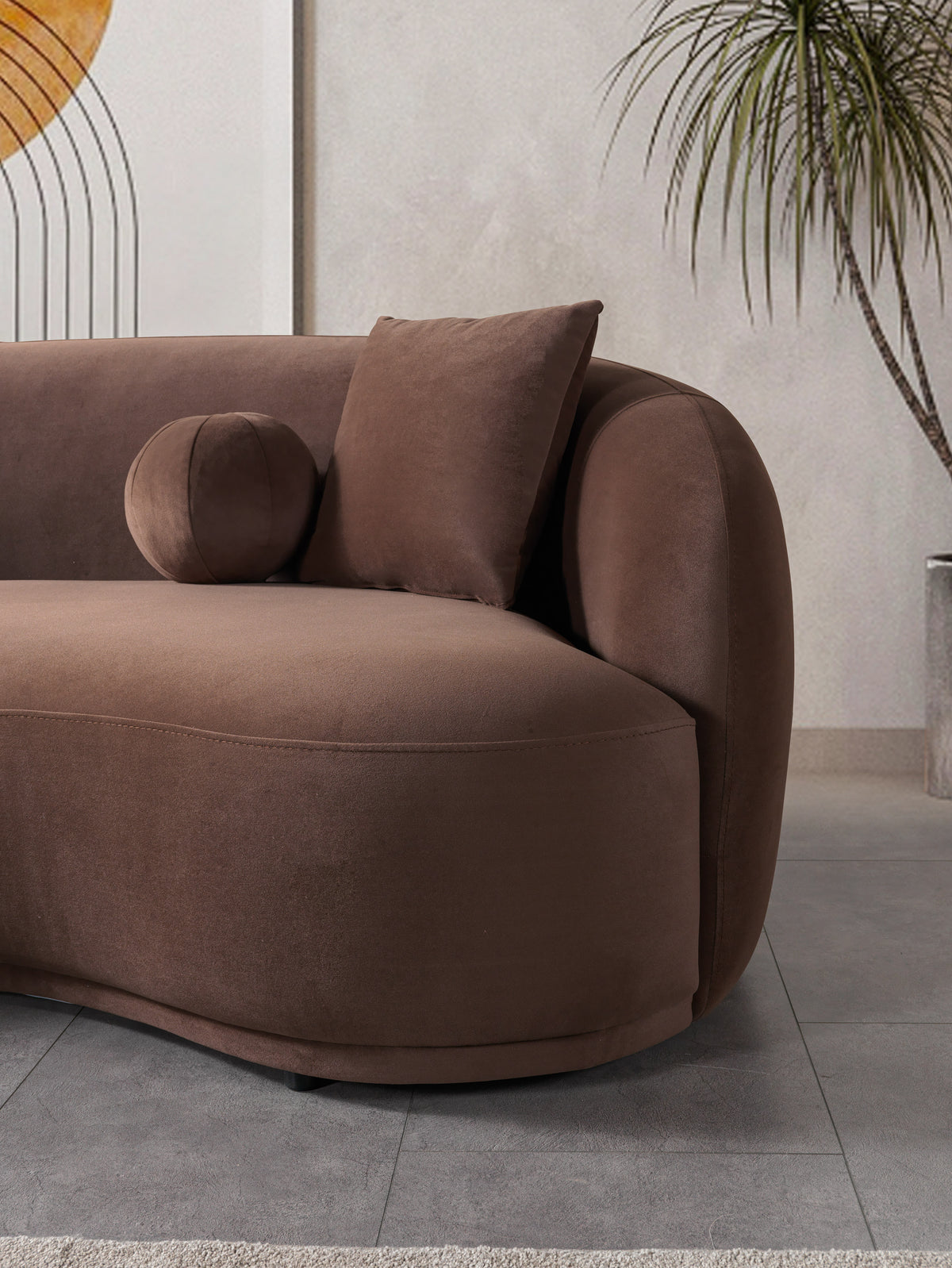 Emily Coffee Velvet Sofa 91"