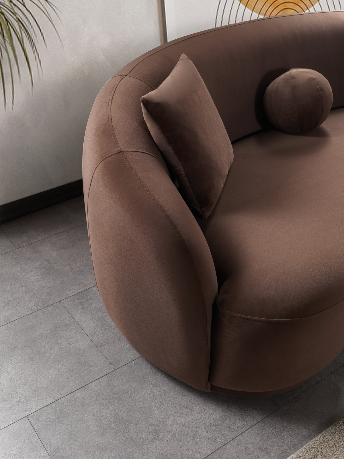 Emily Coffee Velvet Sofa 91"
