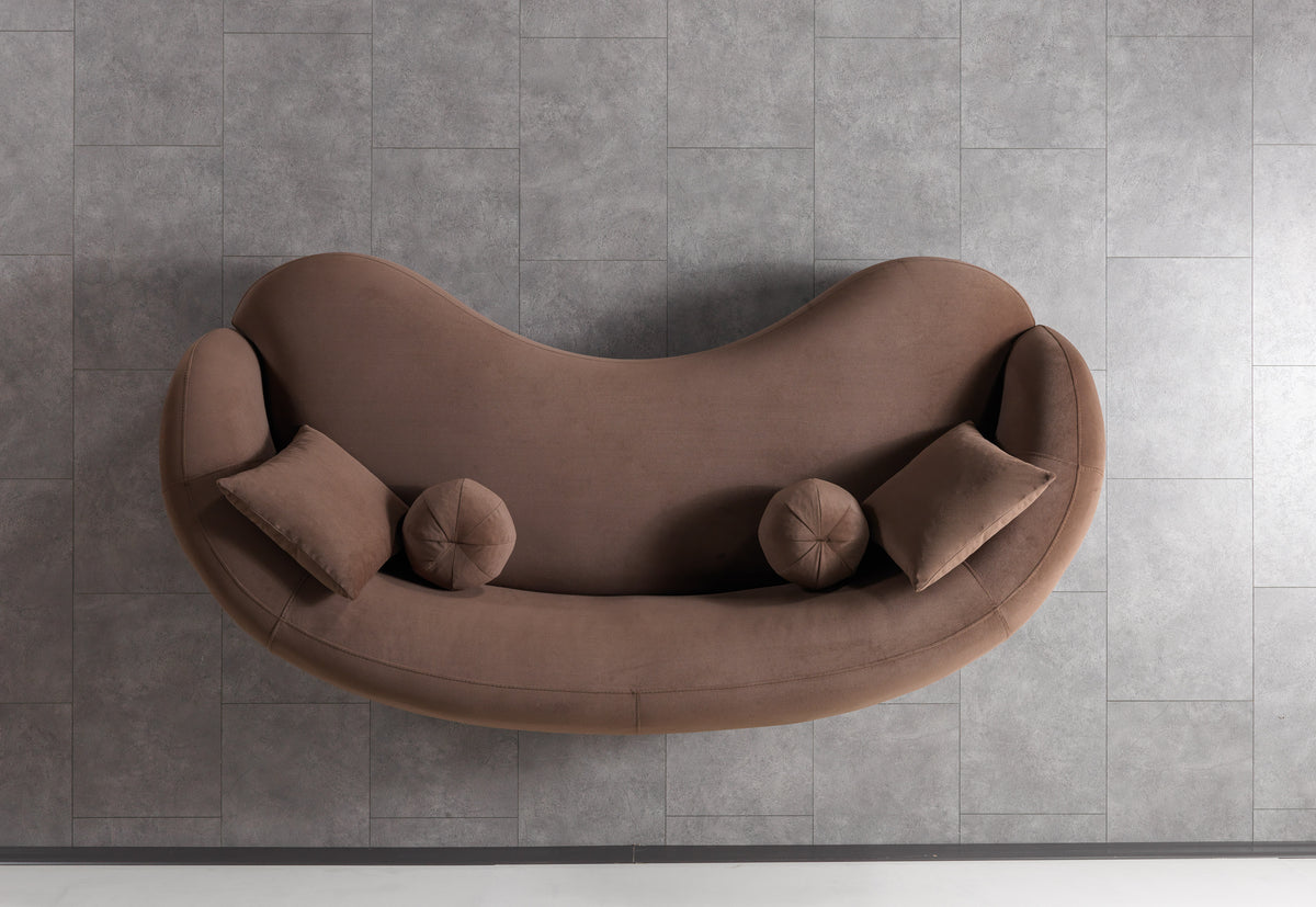 Emily Coffee Velvet Sofa 91"