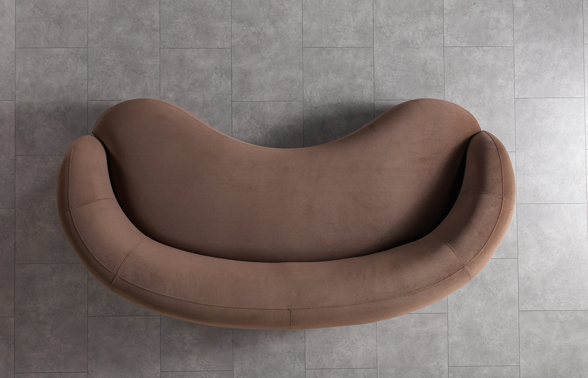 Emily Coffee Velvet Sofa 91"