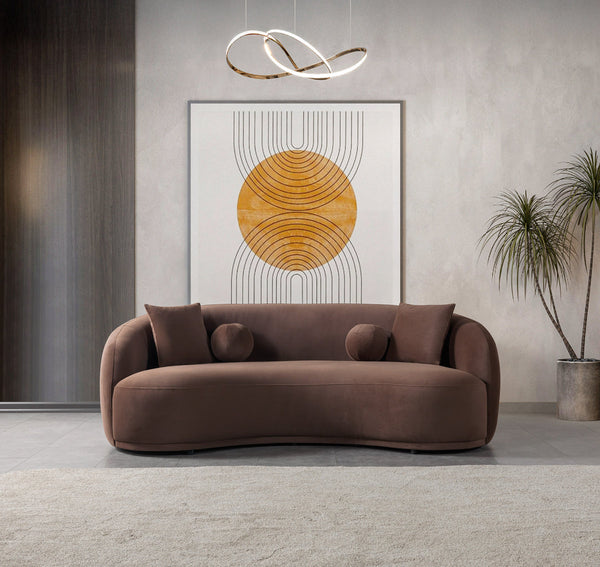 Emily Coffee Velvet Sofa 91"