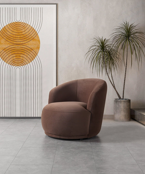 Emily Coffee Velvet Accent Chair