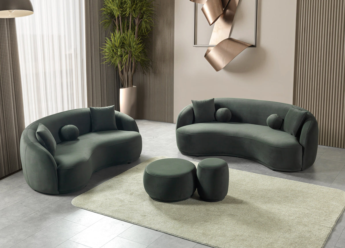 Emily Green Velvet Sofa 91"