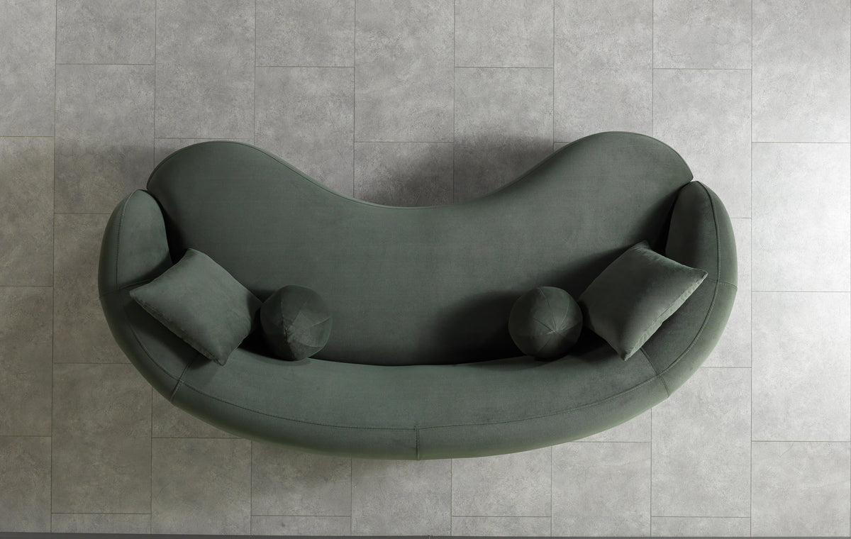 Emily Green Velvet Sofa 91"
