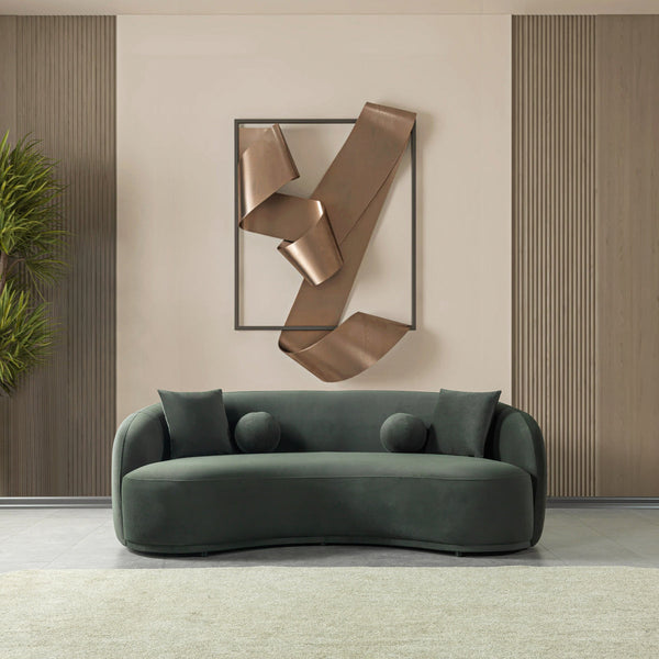 Emily Green Velvet Sofa 91"