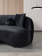 Emily Black Velvet Loveseat 81"