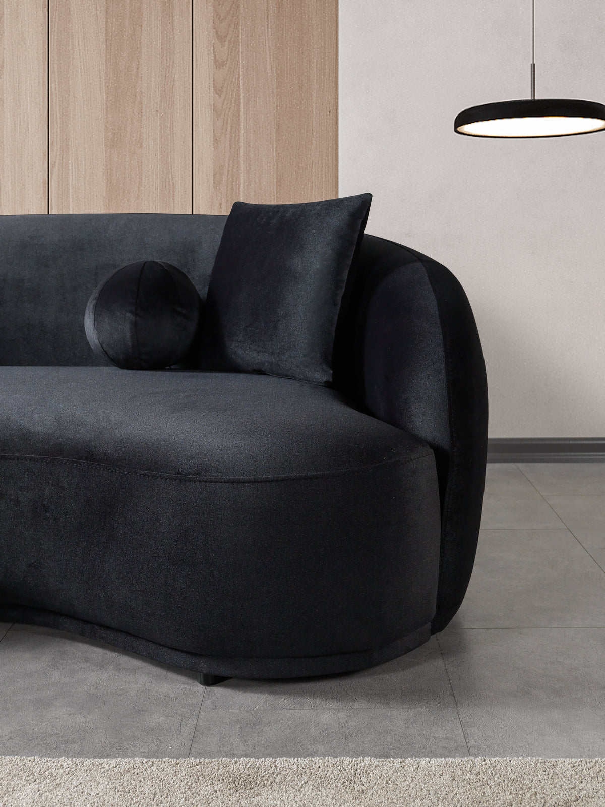 Emily Black Velvet Sofa 91"