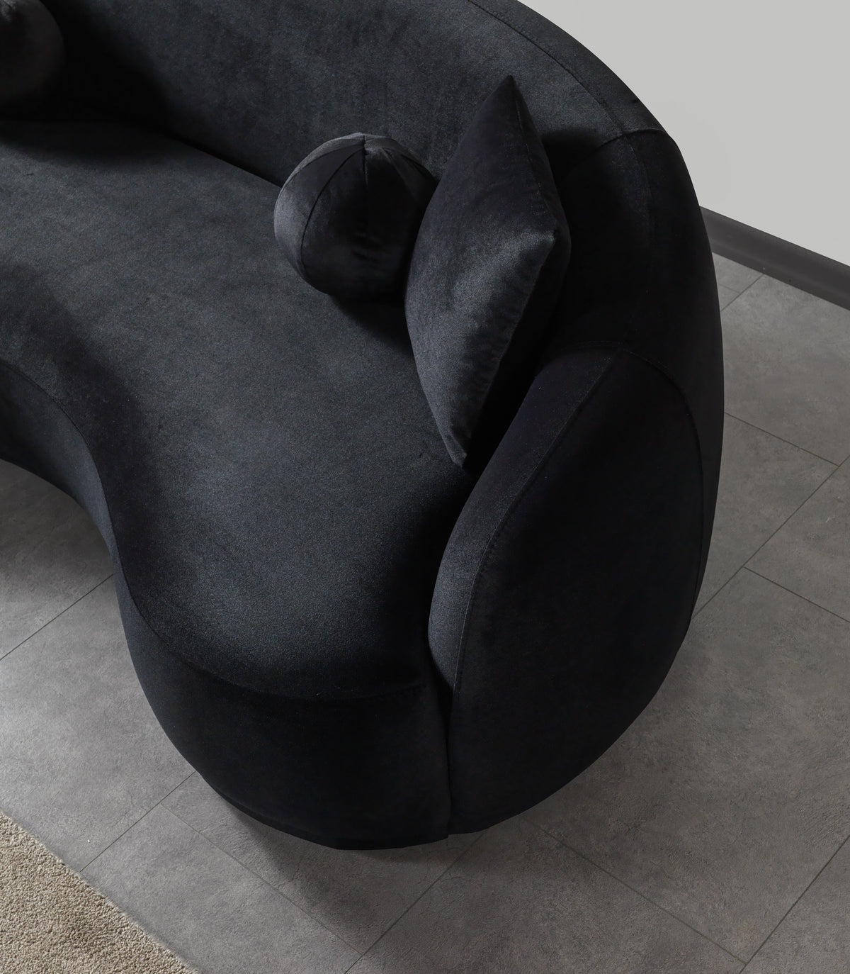Emily Black Velvet Sofa 91"
