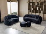 Emily Black Velvet Loveseat 81"