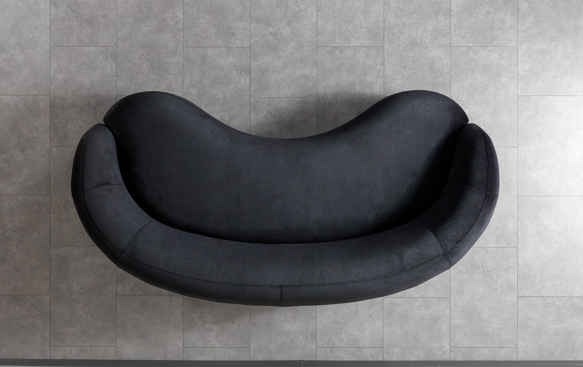 Emily Black Velvet Sofa 91"