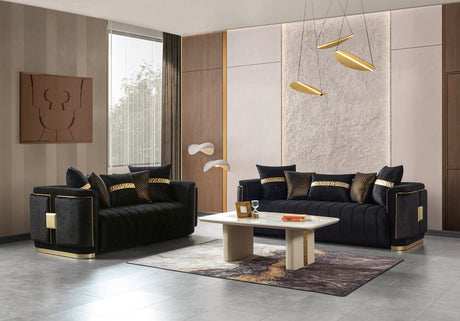 Carlina Black Velvet Loveseat 77" view 3