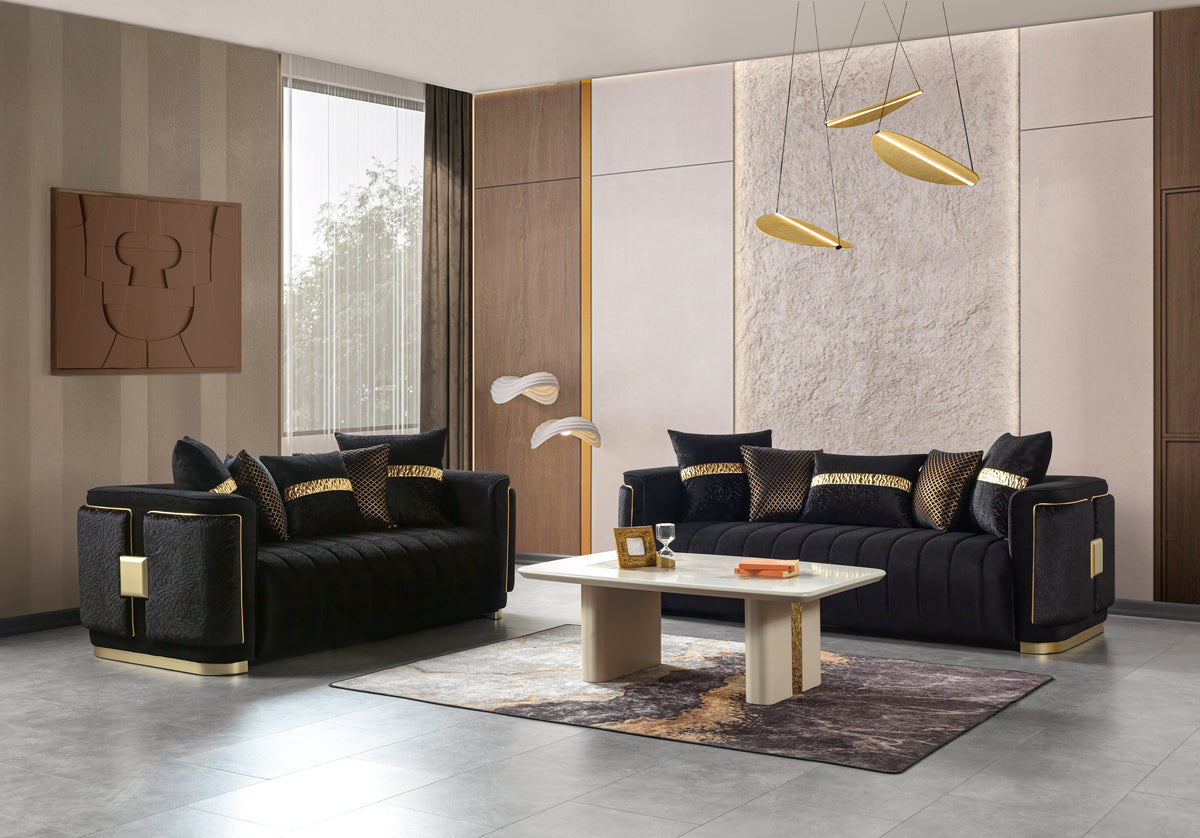 Carlina Black Velvet Sofa view 3