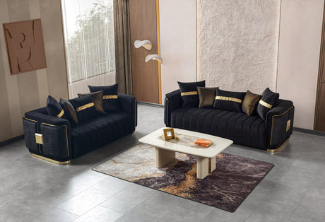 Carlina Black Velvet Sofa & Loveseat view 3