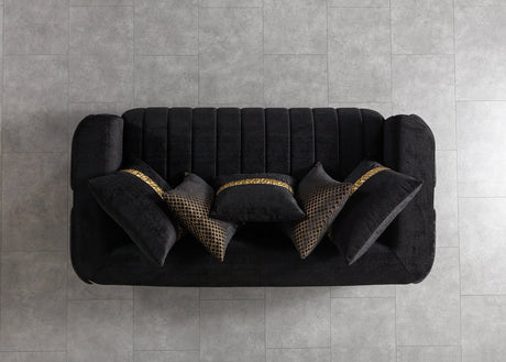 Carlina Black Velvet Loveseat 77" view 5