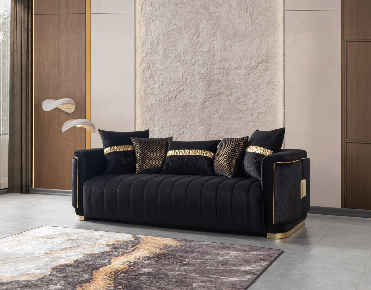 Carlina Black Velvet Sofa view 4