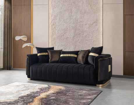 Carlina Black Velvet Sofa view 4
