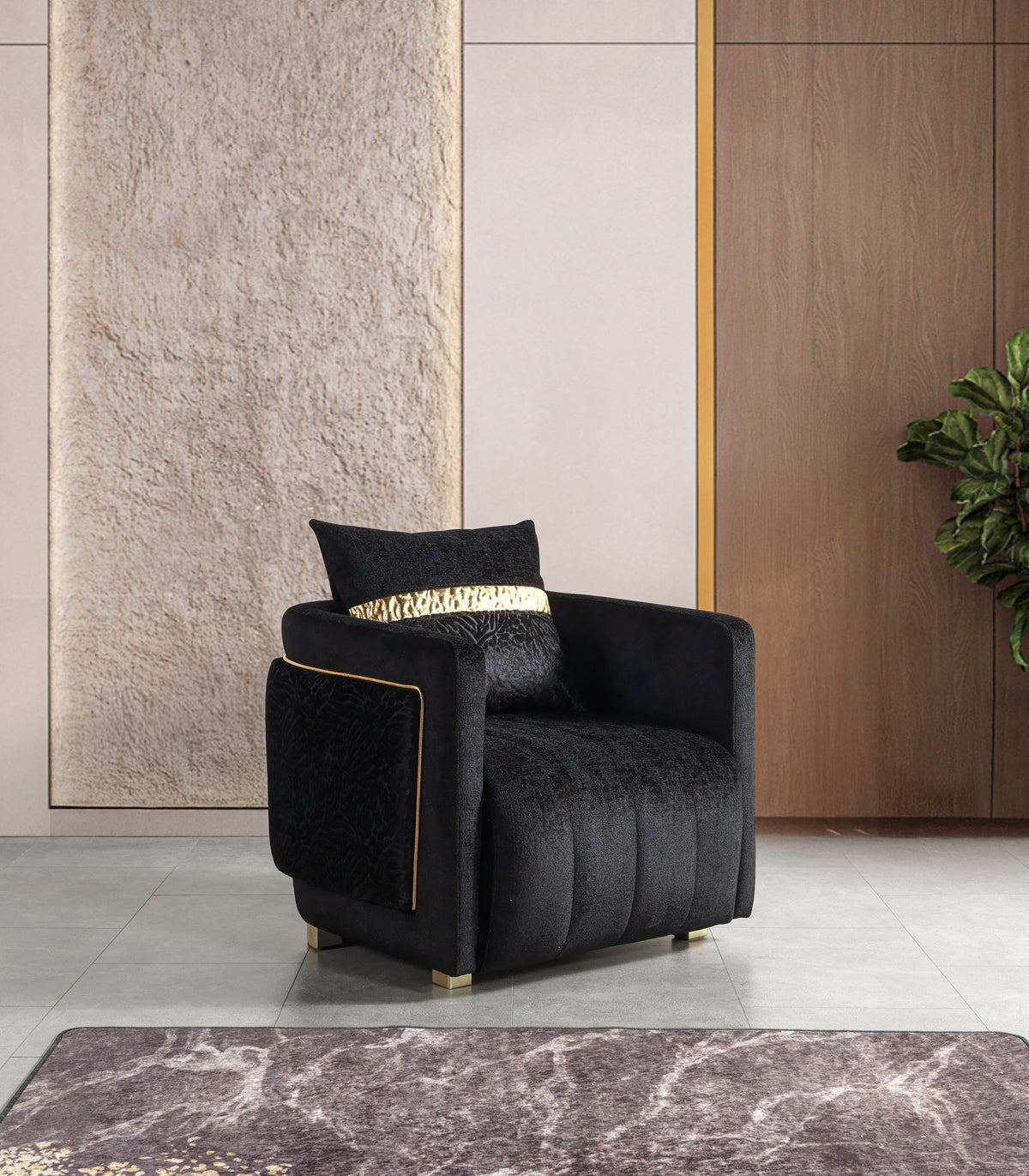 Carlina Black Velvet Chair from Ella Furniture