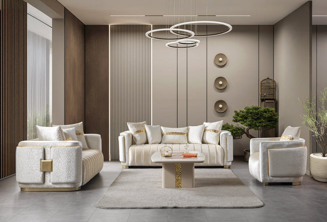Carlina Ivory Velvet Sofa & Loveseat from Ella Furniture