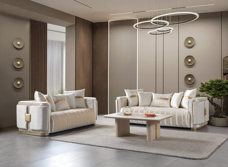 Carlina Ivory Velvet Sofa & Loveseat view 2