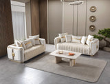 Carlina Ivory Velvet Sofa & Loveseat view 3