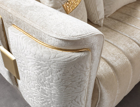 Carlina Ivory Velvet Sofa & Loveseat view 6