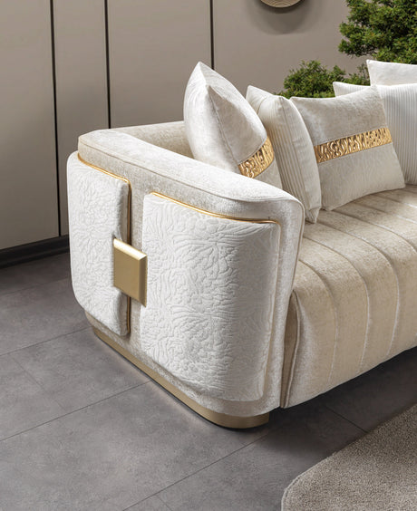 Carlina Ivory Velvet Sofa view 10