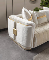 Carlina Ivory Velvet Sofa & Loveseat view 9