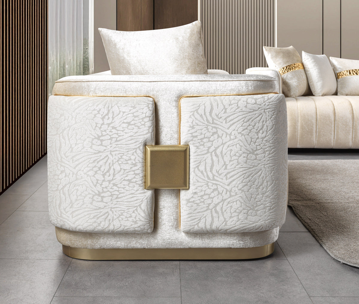 Carlina Ivory Velvet Sofa & Loveseat view 10